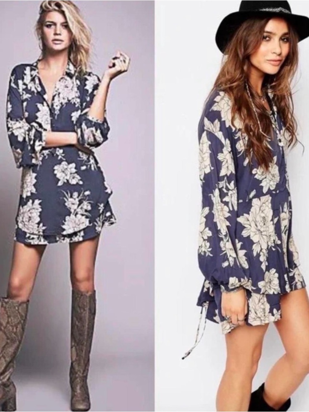 Free People Blue Floral Dress